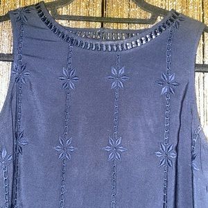 Ann Taylor LOFT Navy Eyelet Shift Dress - XS